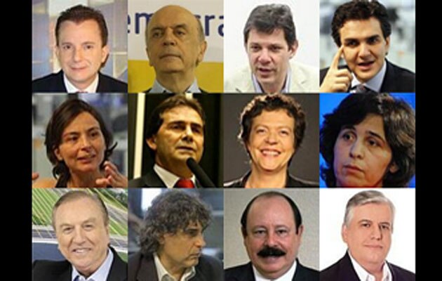 Mosaico com foto de todos os candidatos que concorrem pela prefeitura de São Paulo
