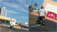 Motociclista é flagrado arrastando cão no interior de São Paulo