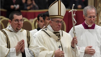 Papa Francisco celebra a Missa do Galo na BasÃ­lica de SÃ£o Pedro, no Vaticano. Foto: Tiziana Fabi/AFP