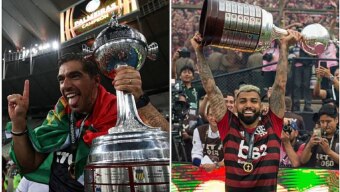 De um lado, Abel Ferreira é o técnico atual campeão da Libertadores; do outro, Gabigol sabe bem o que é decidir o resultado final. Foto: Cesar Greco/Ag. Palmeiras; Alexandre Vidal/Flamengo