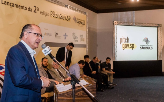 O Governador do Estado de São Paulo, Geraldo Alckmin, no evento de lançamento do edital da segunda edição do Pitch Gov SP.