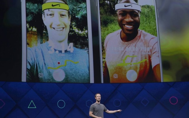Mark Zuckerberg, presidente executivo do Facebook, fala sobre realidade aumentada durante a F8, conferência anual de desenvolvedores da empresa