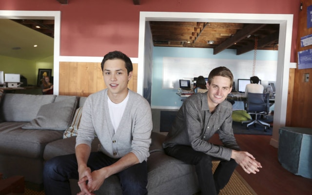 Evan Spiegel (à direita), do Snapchat, e Bobby Murphy, que ajudou a fundar a empresa
