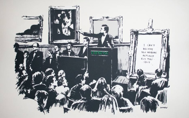 US$ 380 mi foi o valor da versão digitalizada da obra “Morons”, de Banksy – o original foi destruído