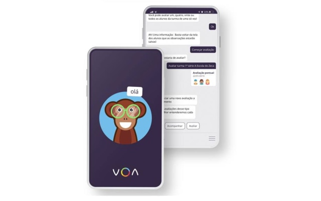 A startup VOA educação criou um chatbot que se chama macaquinho Zeca 