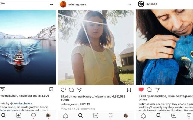 Ao contrário do Facebook, Instagram não tem botão de compartilhamento de imagens, o que desincentiva os comentários rápidos e polêmicos
