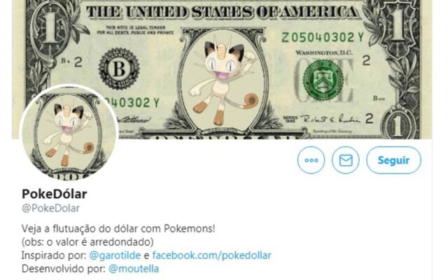 Símbolo da conta brinca com o pokémon Meowth, conhecido por ataques que 'dão dinheiro' ao jogador