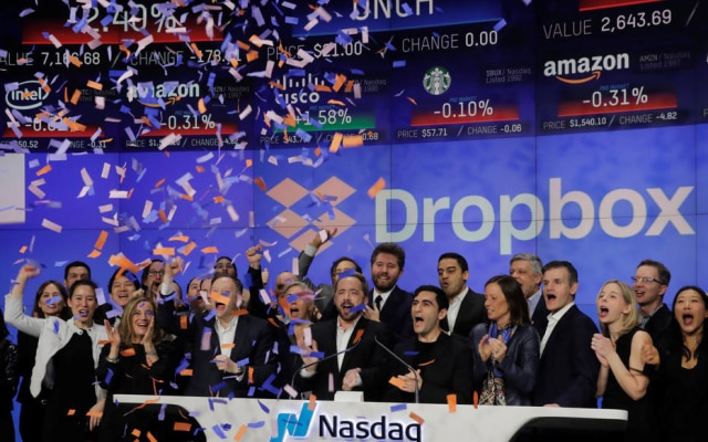 Serviço de backup em nuvem Dropbox fechou dia de estreia na Bolsa avaliado em US$ 12,7 bilhões, após alta de 40% nas ações