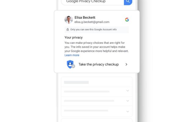 Imagem mostra como usuário poderá conferir configurações de privacidade a partir da tela inicial do app do Google
