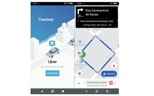O app Sentinel, da Grip Mobility, vai fazer a captação e o armazenamento das imagens fgravadas no Uber 