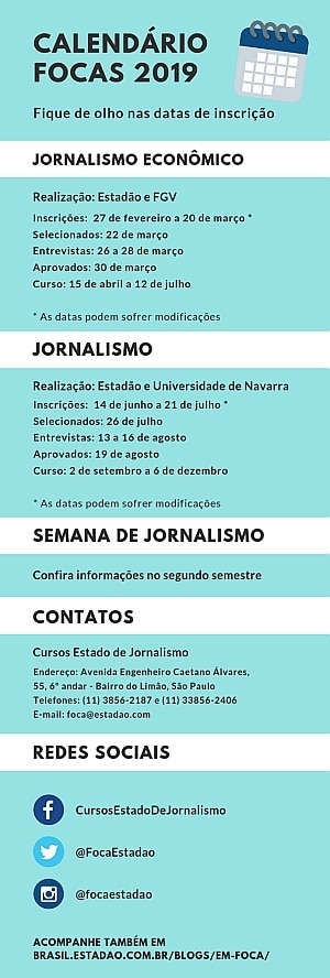 Calendário dos Cursos de Jornalismo do Estadão
