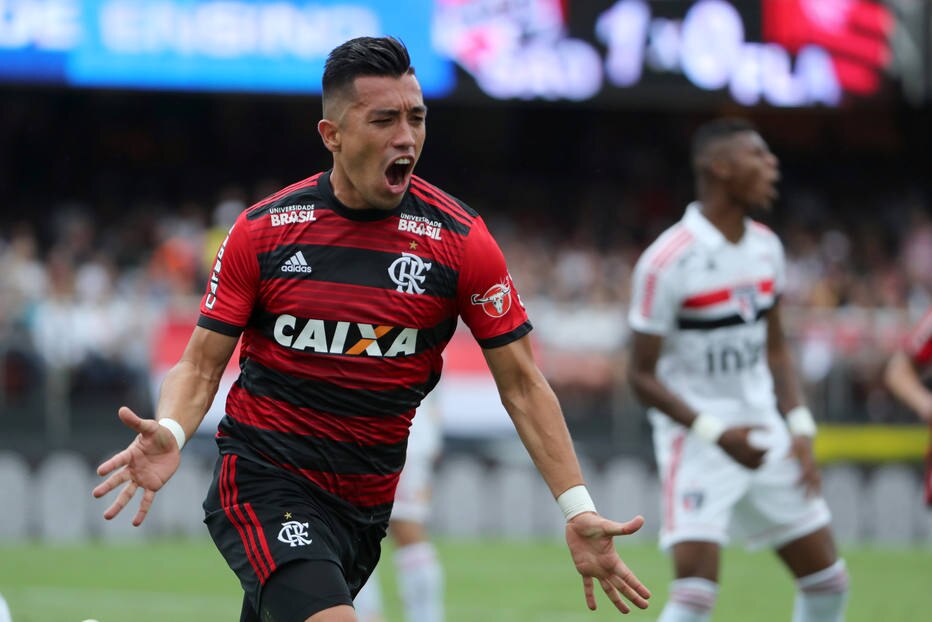 Uribe comemora gol em SÃ£o Paulo x Flamengo