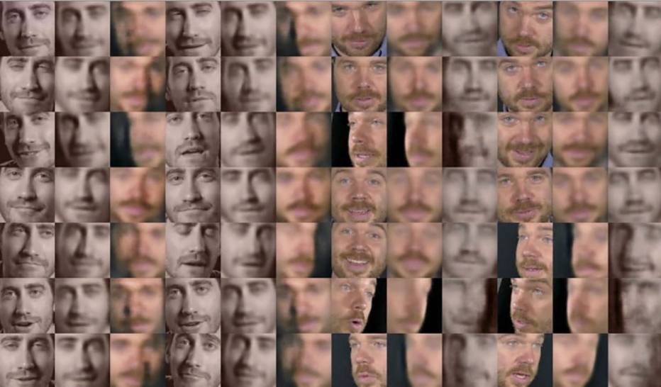 Captura de tela do FakeApp com fotos do ator Jake Gyllenhaal e do repórter Kevin Roose
