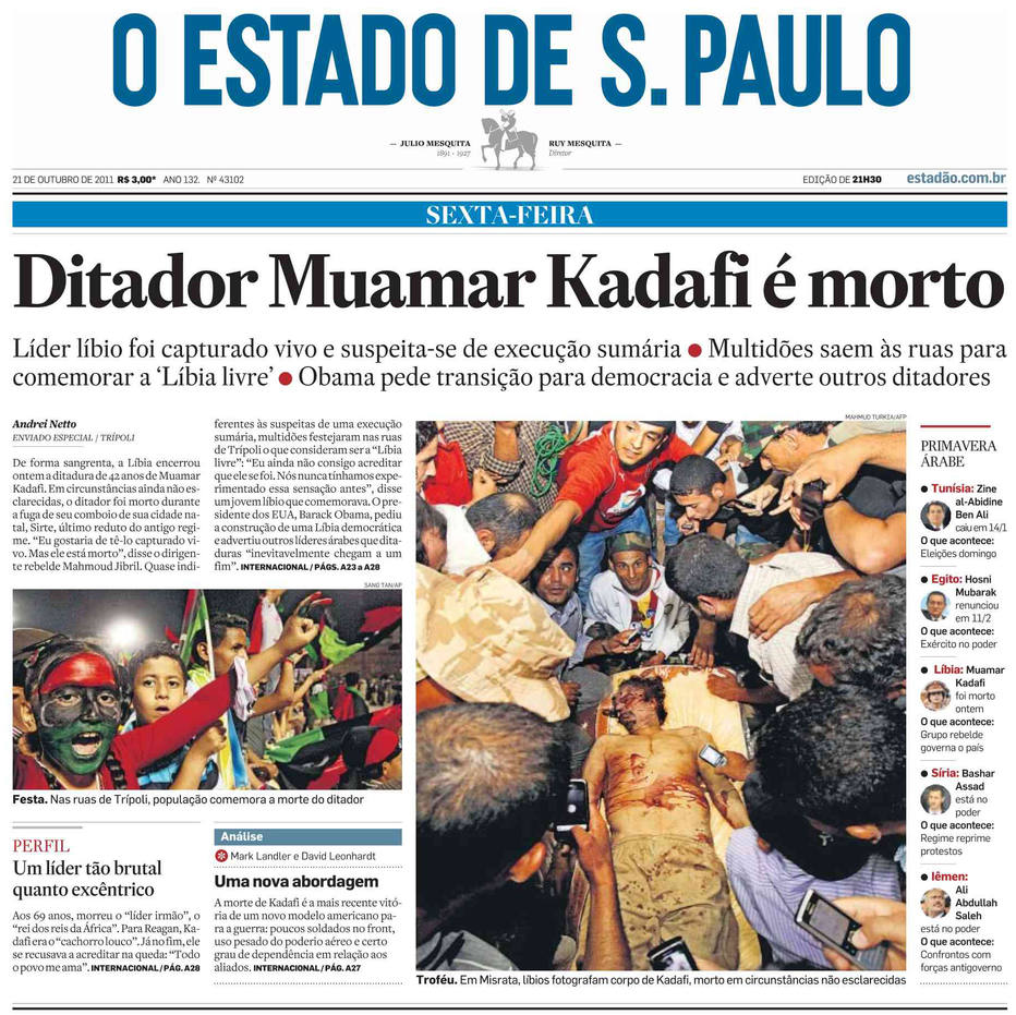 Muammar Kadafi: 10 anos da morte do ditador que dominou a Líbia por 42 anos  - Notícias - Estadão