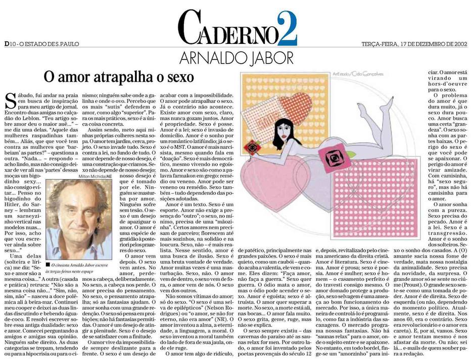 O artigo de Arnaldo Jabor que virou a música 'Amor e Sexo' de Rita