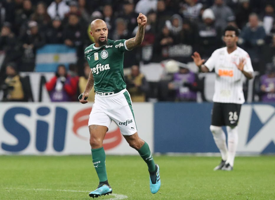 Felipe Melo festeja gol e destaca comportamento de 'time grande' do Palmeiras