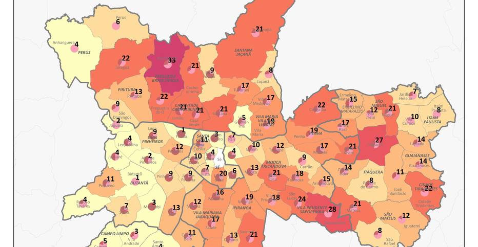 95 dos 96 distritos da capital paulista já registram morte suspeita ou confirmada por coronavírus