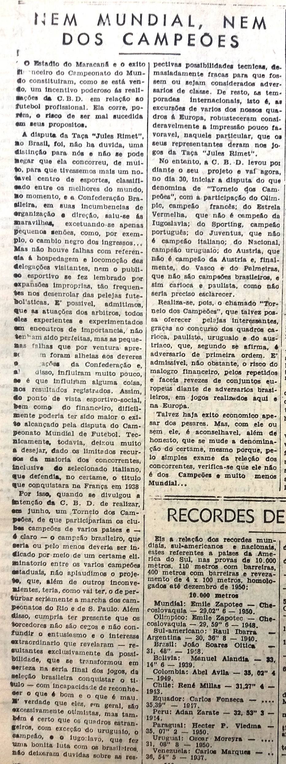 CAMPEÃO MUNDIAL! DIA 22/07/1951 O PALMEIRAS SE TORNAVA O 1º CAMPEÃO MUNDIAL  INTERCLUBES 