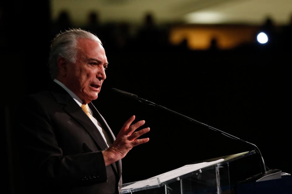 Michel Temer discursa em evento em BrasÃlia