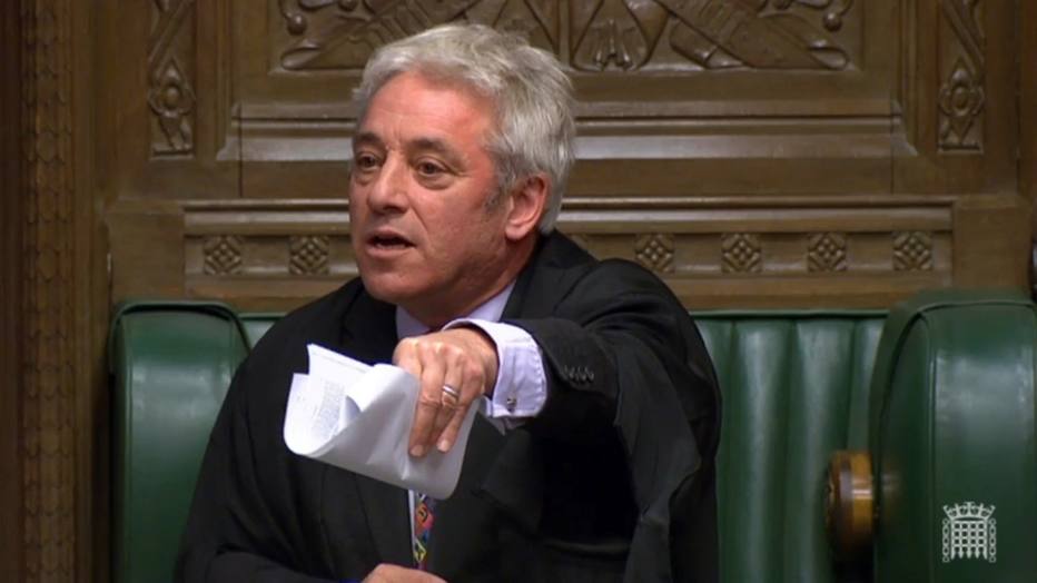 John Bercow, presidente da Câmara dos Comuns, recusou pedido de Boris Johnson e afirmou que Parlamento não discutirá a mesma moção sobre o Brexit apresentada no sábado