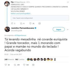 Juninho Pernambucano responde a seguidores no Twitter: 'Fora