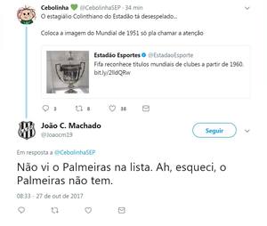 What is the meaning of O palmeiras não tem mundial? - Question about  Portuguese (Brazil)