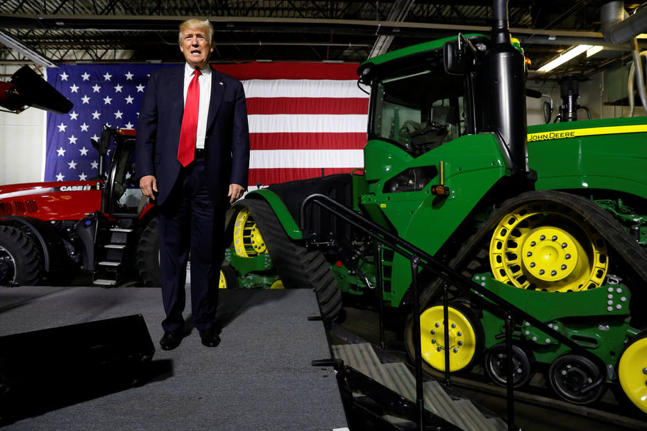 Donald Trump discursa em feira agrícola em Iowa, em 2017 