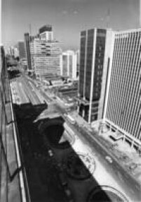 Vista aérea da Avenida Paulista, São Paulo, SP, 06/8/1973. 