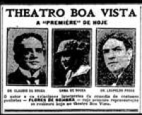 Anúncio da primeira peça encenada no Teatro Boa Vista, publicado no Estadão de 16/12/1916. A peça era a comédia de costumes "<a href='http://acervo.estadao.com.br/pagina/#!/19161222-13877-nac-0003-999-3-not/busca/THEATRO+BOA+VISTA' target='_blank'>Flores de Sombra</a>". Clique para ver a página: http://acervo.estadao.com.br/pagina/#!/19161222-13877-nac-0003-999-3-not/busca/THEATRO+BOA+VISTA
