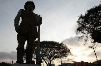 Estátua do bandeirante paulista Borba Gato. Inaugurada em 1963 na comemoração do IV Centenário de Santo Amaro, a estátua demorou 6 anos para ser construída