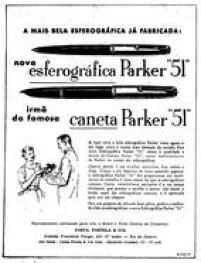 Anúncio do lançamento da caneta esferegráfica Parker 51, publicado em<a href='http://https://acervo.estadao.com.br/pagina/#!/19550322-24500-nac-0014-999-14-not/busca/esferogr%C3%A1ficas' target='_blank'> 22 de março de 1955</a>