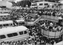 Movimento em 1977: terminal recebia até 2.500 ônibus por hora e afetava trânsito
