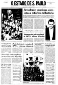 Capa do jornal de <a href='http://acervo.estadao.com.br/pagina/#!/19911231-35867-nac-0001-999-1-not' target='_blank'>31/12/1991</a> sobre reforma tributária.