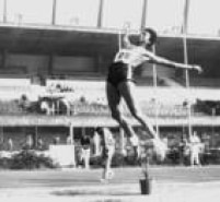 A atleta brasileira Conceição Geremias durante competição em 20/6/1987. Geremias conquistou a medalha de ouro no heptatlo feminino nos Jogos Pan-americanos de 1983, realizados em Caracas, na Venezuela.