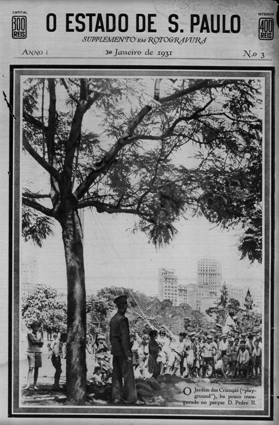 Jardim das Crianças,  no parque D. Pedro em janeiro 1931.