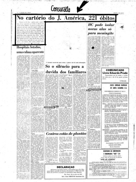 Página censurada de 27/7/1974