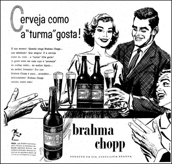 Anúncio da cerveja Brahma Chopp, publicado no Estadão de 24/4/1958