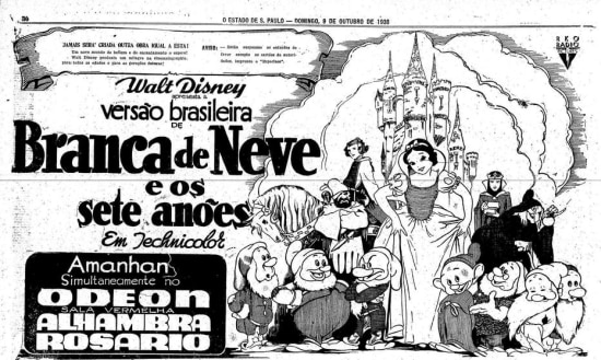 Cartaz da estreia do filme Branca de Neve no Brasil