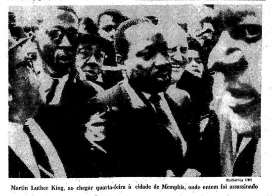 Martin Luther King chega à Memphis, 03/4/1968. 