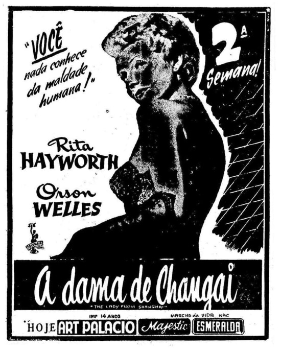 Cartaz do filme A Dama de Shangai, Estadão 04/5/1948