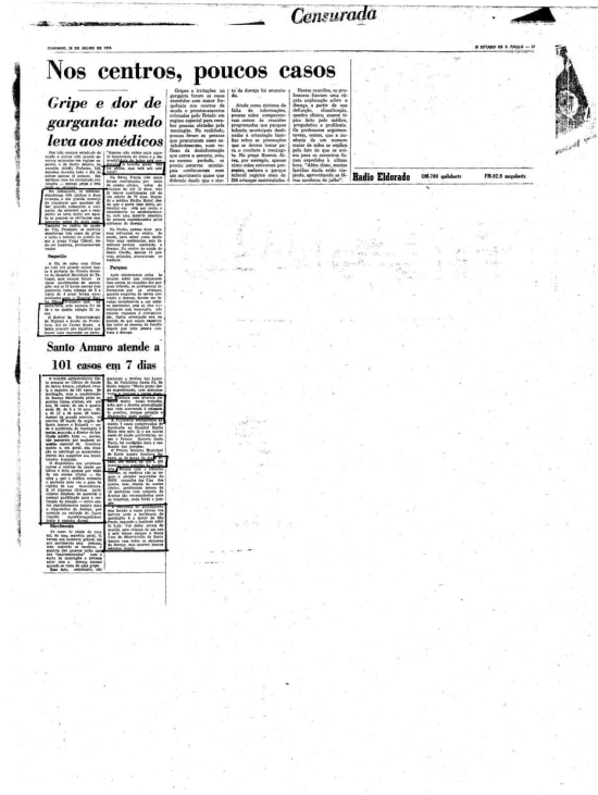 Página censurada de 28/7/1974