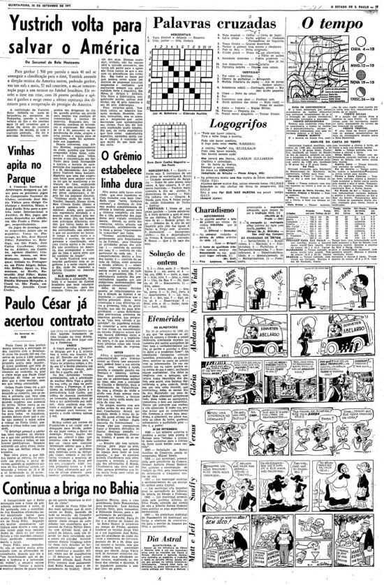 Página de 30/9/1971 com palavras cruzadas enviadas por Jair Bolsonaro. 