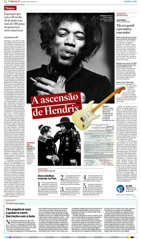 O legado de Jimi Hendrix no Caderno 2 de 31/5/2015