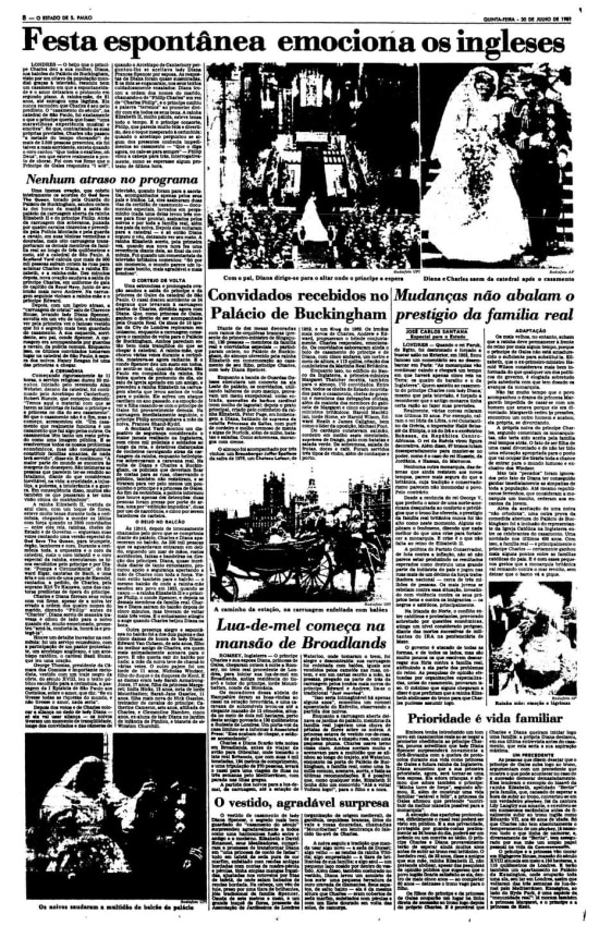 Cobertura do casamento do príncipe Charles e princesa Diana

>Estadão - 30/7/1981