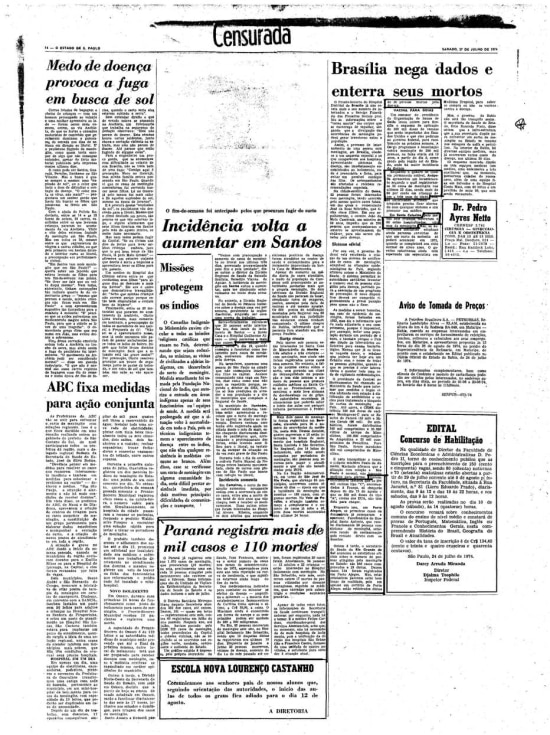 Página censurada de 27/7/1974