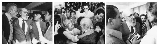 Recepção a Paulo Freire no aeroporto de Viracopos, em Campinas, em 7/8/1979. 