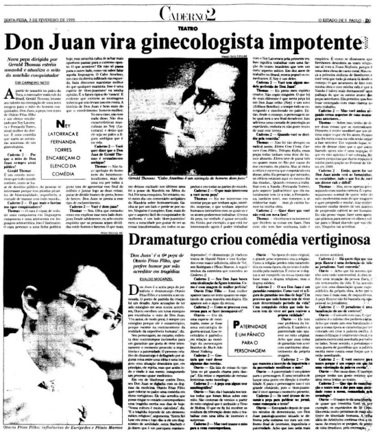 Textos de 1992 sobre a peça 'Don Juan', de Otavio Frias Filho.