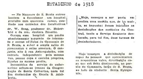  Notícias sobre a gripe espanhola 
Edição noturna do Estadão de 1918