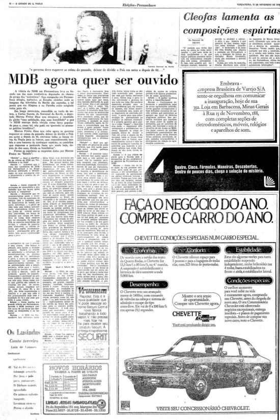 Entrevista feita por Carlos Garcia com poema de Camões no lugar de trecho censurado. 19/11/1974