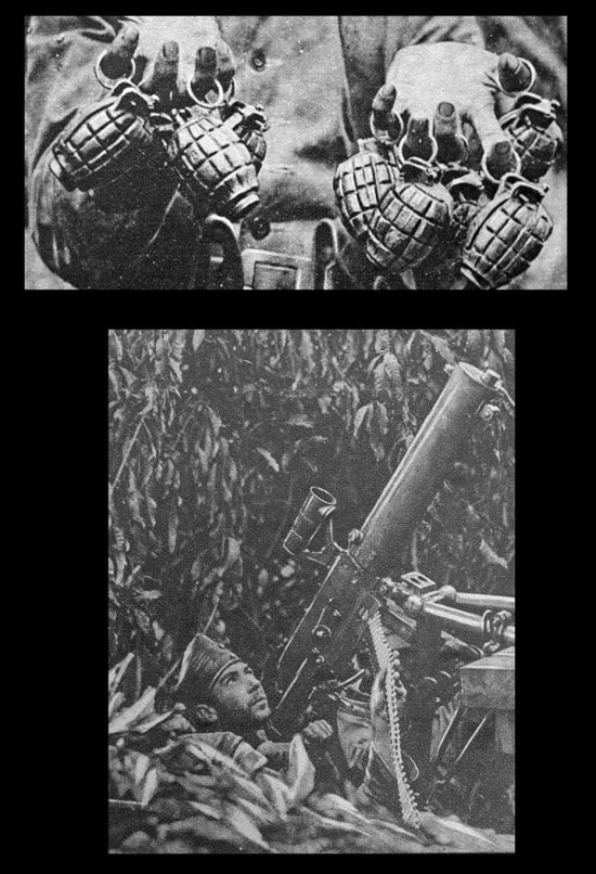 Combatentes usam granadas e artilharia anti-aérea, Revolução de 1932.
